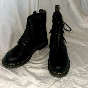 New Dr. Martins.Front and side zip with front laces. Black leather. Never worn!